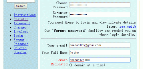 MW域名填写账号密码信息